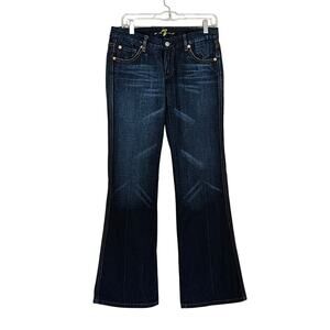 7 For All Mankind jeans Bootcut Dark Wash Pink Stitching A Y2K Sz 29 EUC